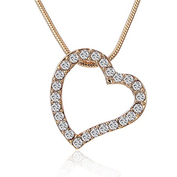 Swarovski Crystal Open Heart Gold Necklace - Picture 1 of 9